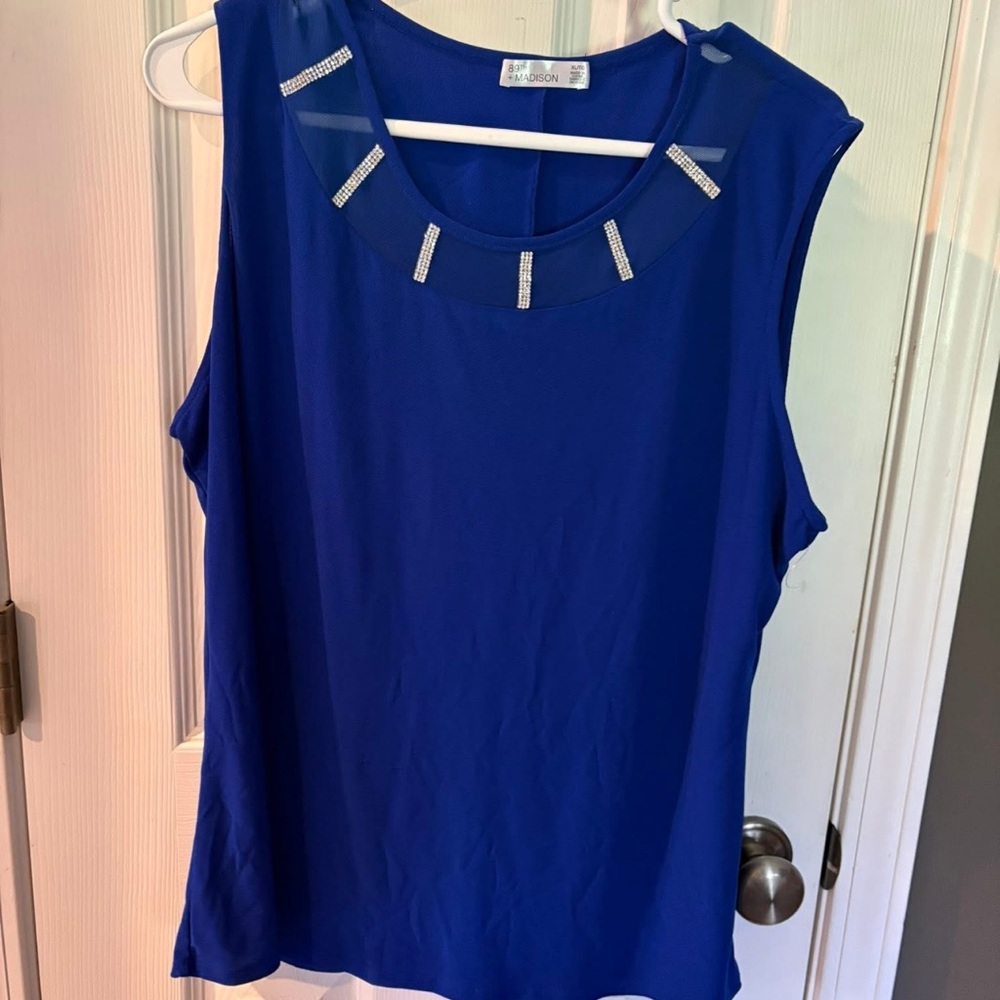 Alex Evenings Royal Blue Embellished Blouse